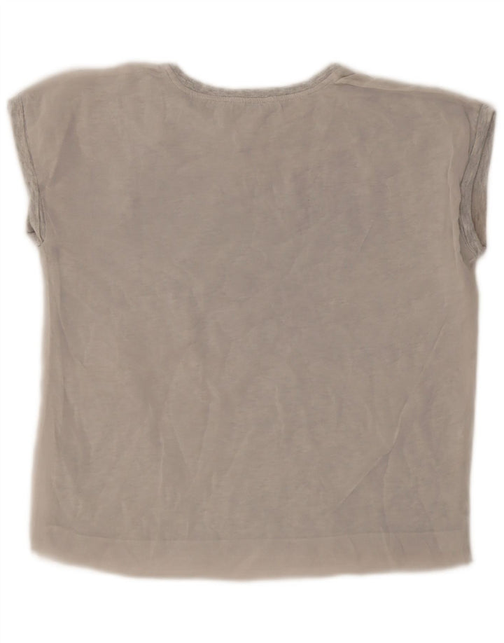 Zara Graphic T-Shirt Top UK 10 Small Grå Polyester