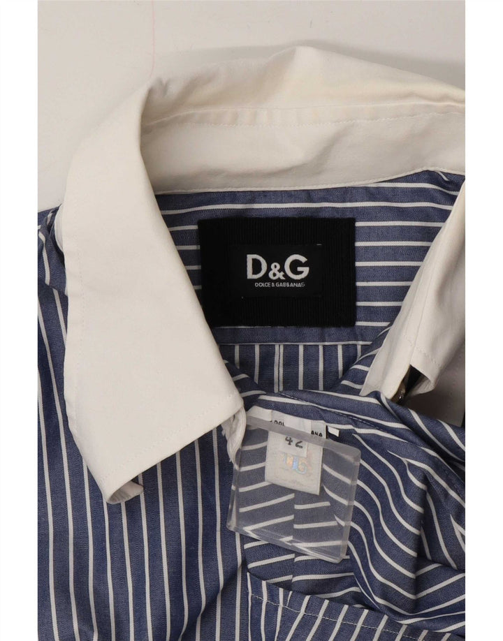 Dolce & Gabbana Dame Shirt Bluse IT 42 Medium Blue Pinstripe