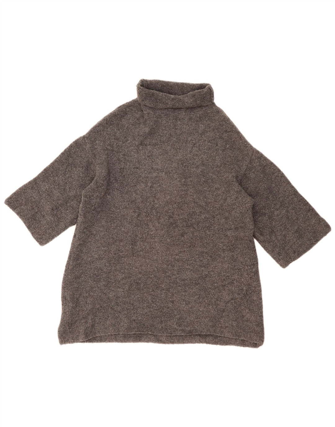 ZARA Dame 3/4 ærmer oversized trøjetrøje med rullehals UK 10 lille grå