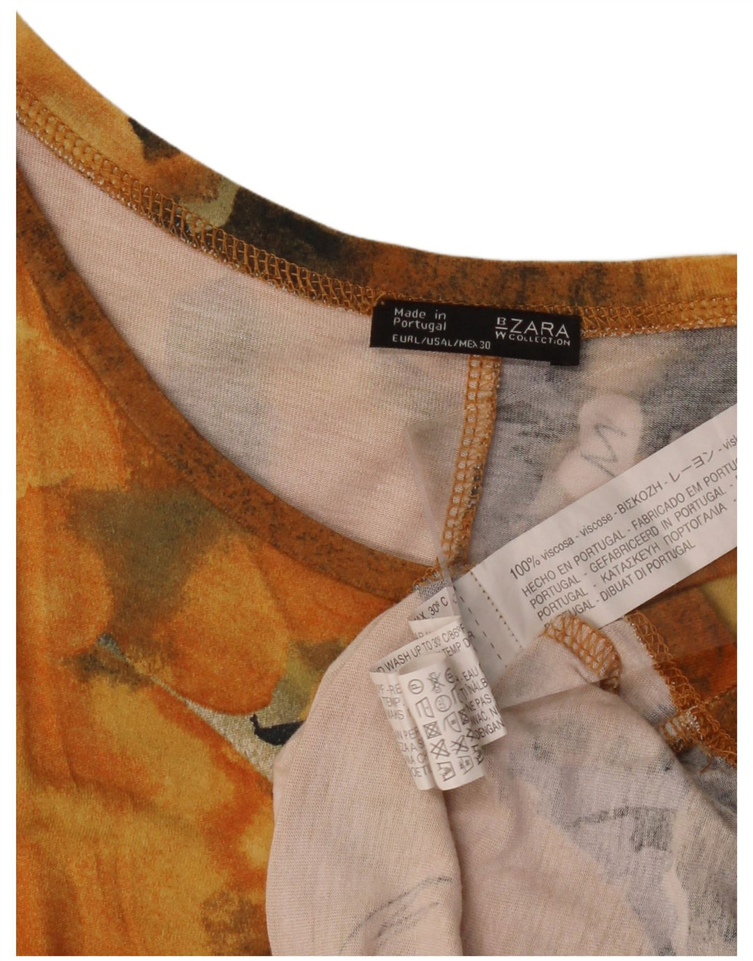 ZARA Grafisk T-shirt top til kvinder 16 Stor Orange Tie Dye Viscose