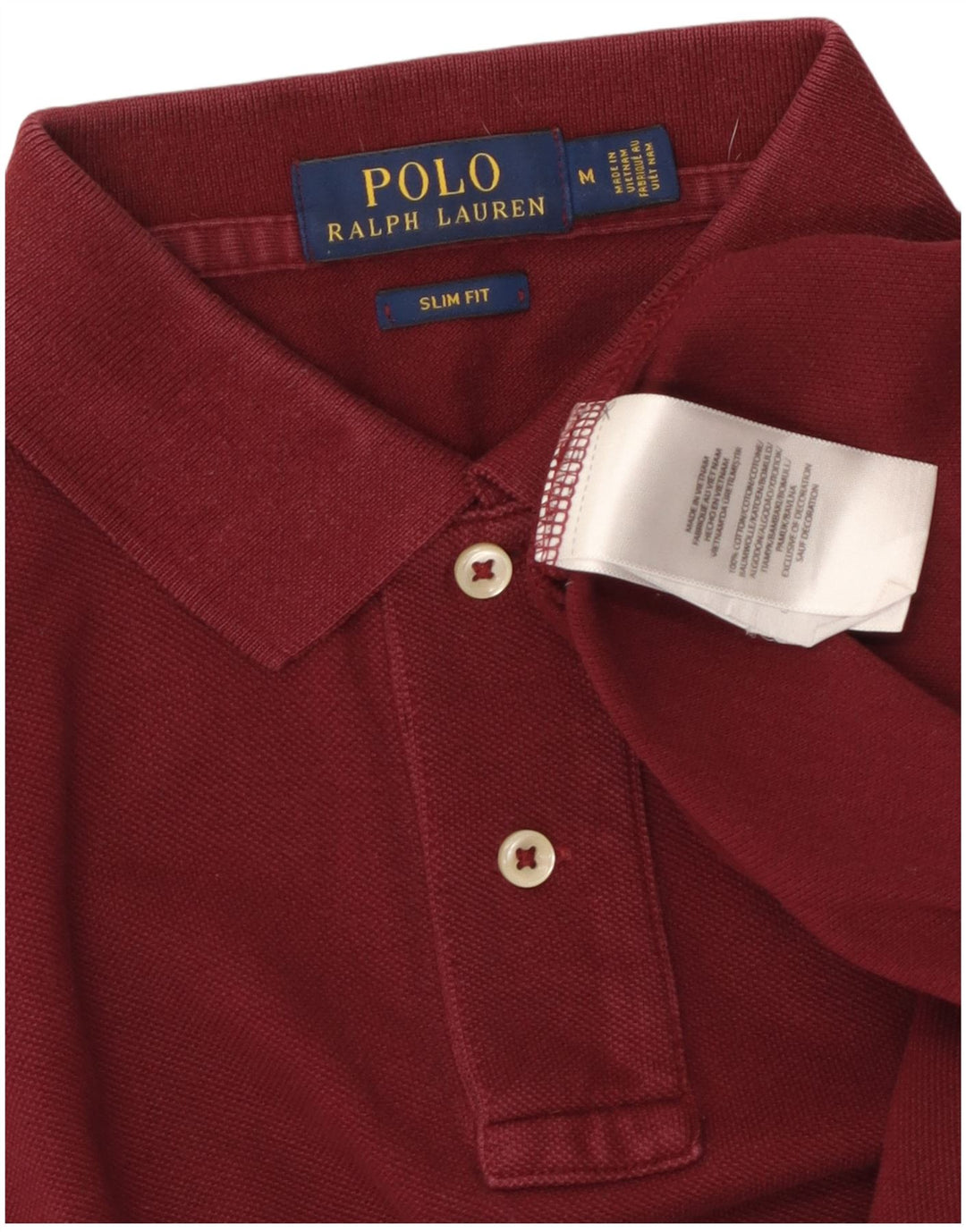 POLO RALPH LAUREN Herre Slim Fit Polo Shirt Medium Maroon Bomuld