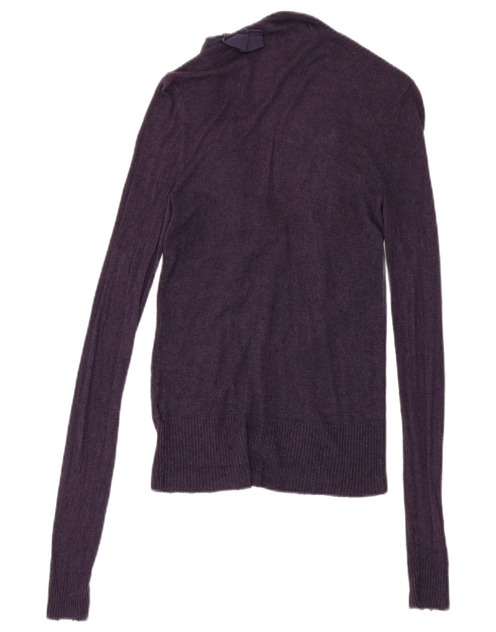 Dkny Dame Flæse Front Cardigan Sweater UK 8 Small Purple Rayon