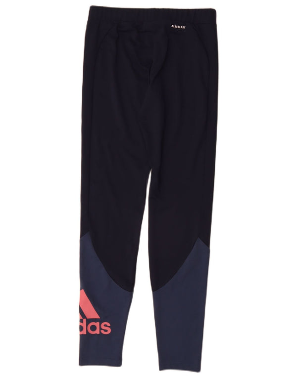 Adidas Girls Aeroready Graphic Leggings 14-15 år Navy Blue Colourblock