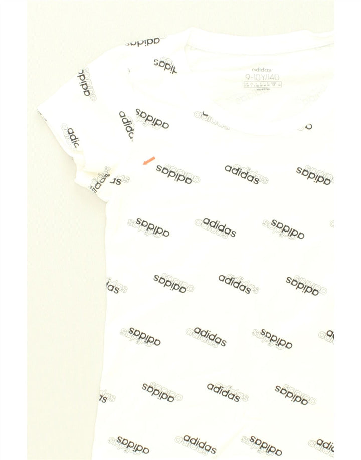 ADIDAS Girls Graphic T-Shirt Top 9-10 Years White | Vintage Adidas | Thrift | Second-Hand Adidas | Used Clothing | Messina Hembry 
