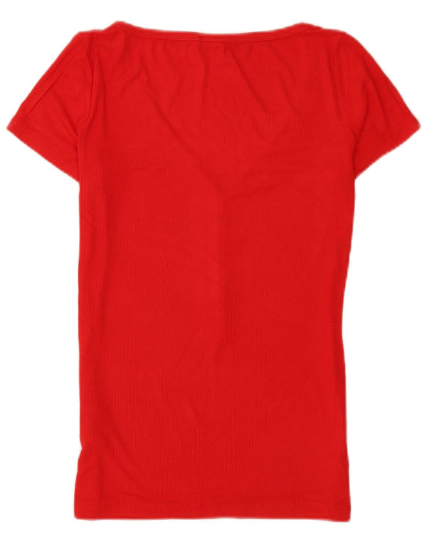 Guess Dame T-Shirt Top UK 8 Small Red Rayon