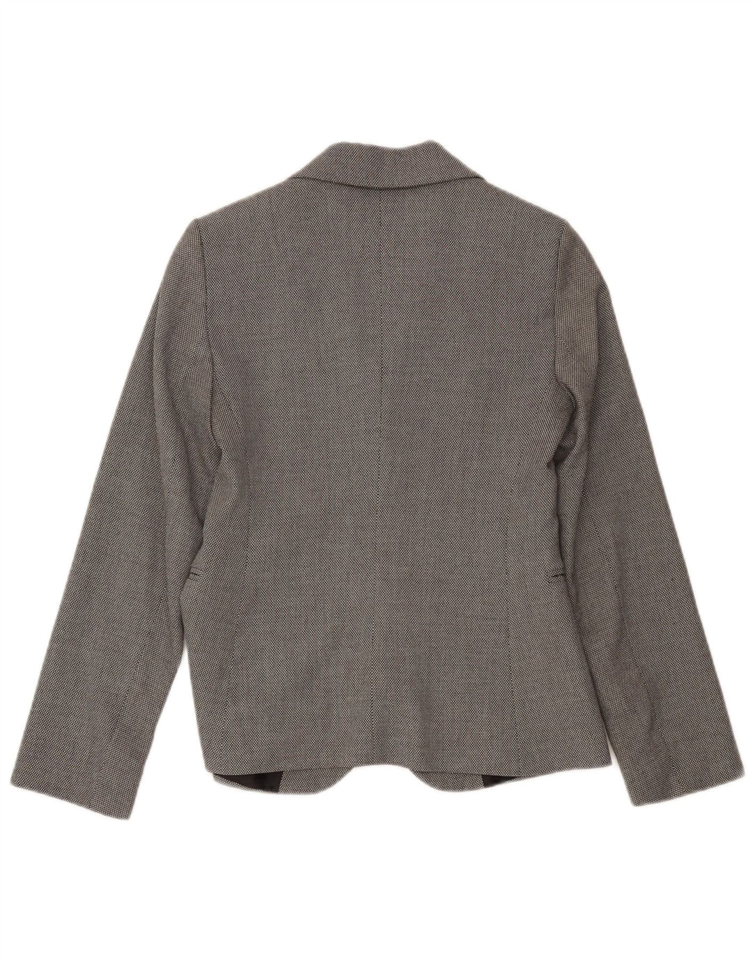 Benetton Dame 1 Knap Blazer Jacket UK 8 Small Grey Spotted Polyester