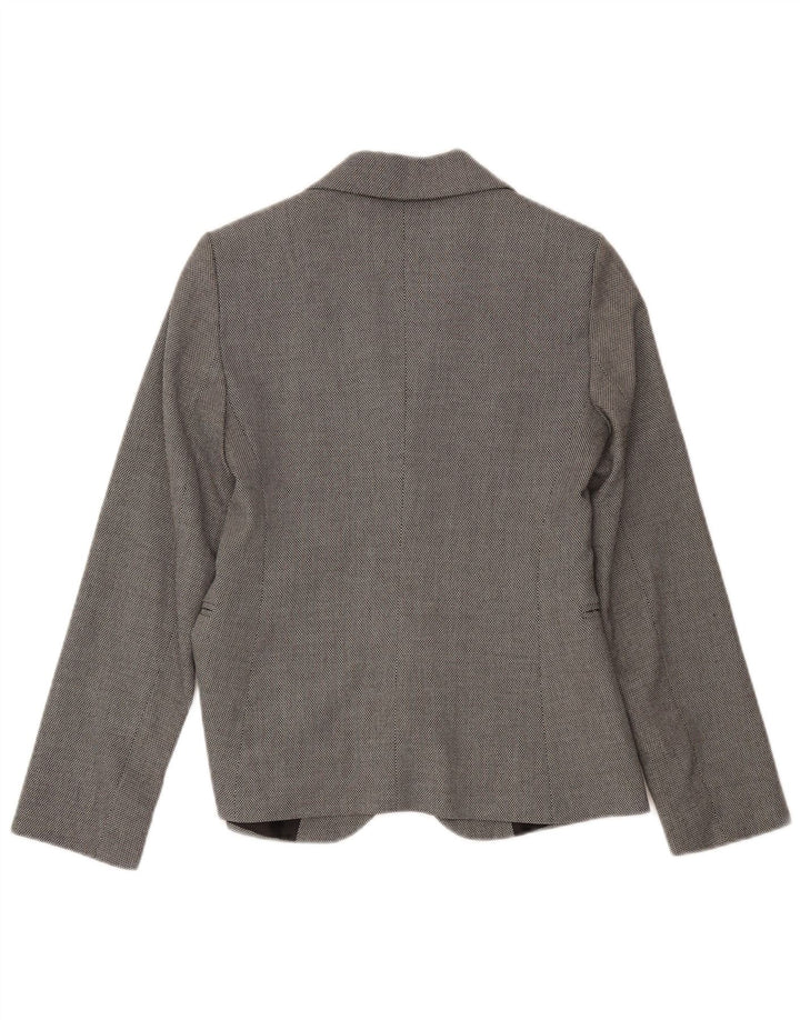 Benetton Dame 1 Knap Blazer Jacket UK 8 Small Grey Spotted Polyester