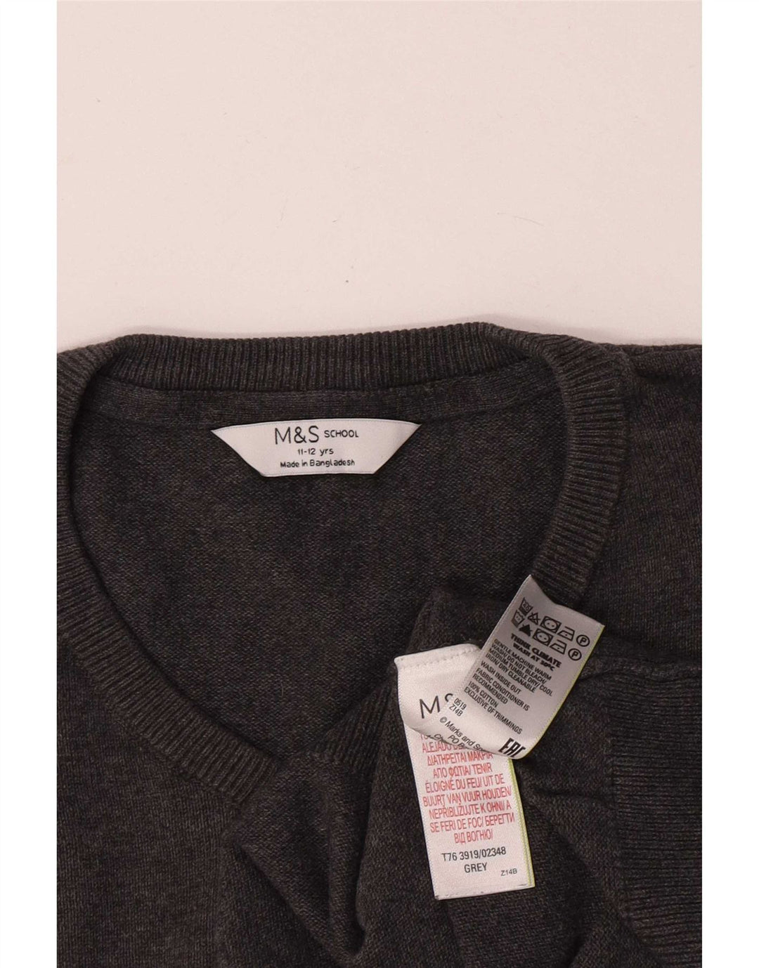 Marks & Spencer Boys V-hals sweater 11-12 år Grå bomuld