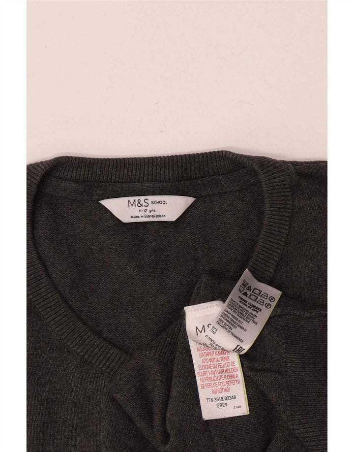 Marks & Spencer Boys V-hals sweater 11-12 år Grå bomuld