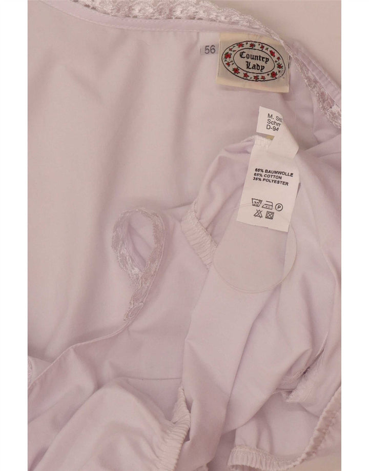 Vintage Dame Crop Top IT 56 4XL Hvid Blomsterbomuld