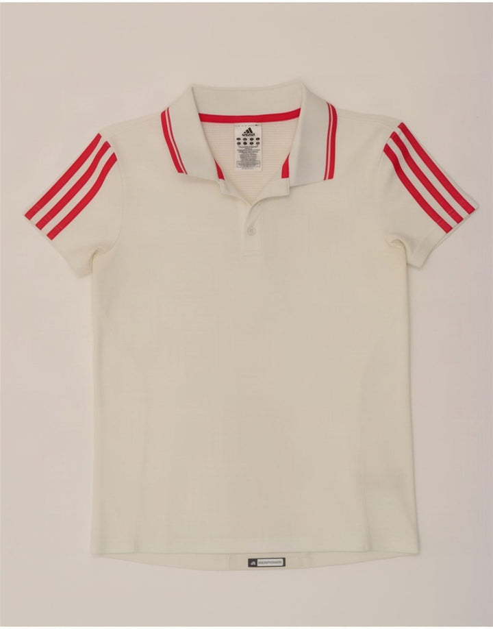 Adidas Dame Polo shirt UK 14 Medium White Colourblock Polyester