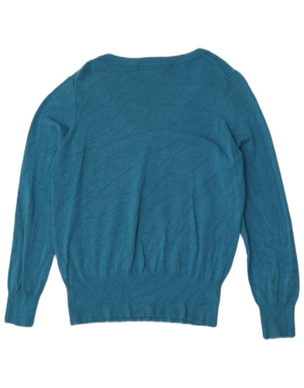 Marks & Spencer Dame V-hals sweater UK 14 Medium Turkis Viscose