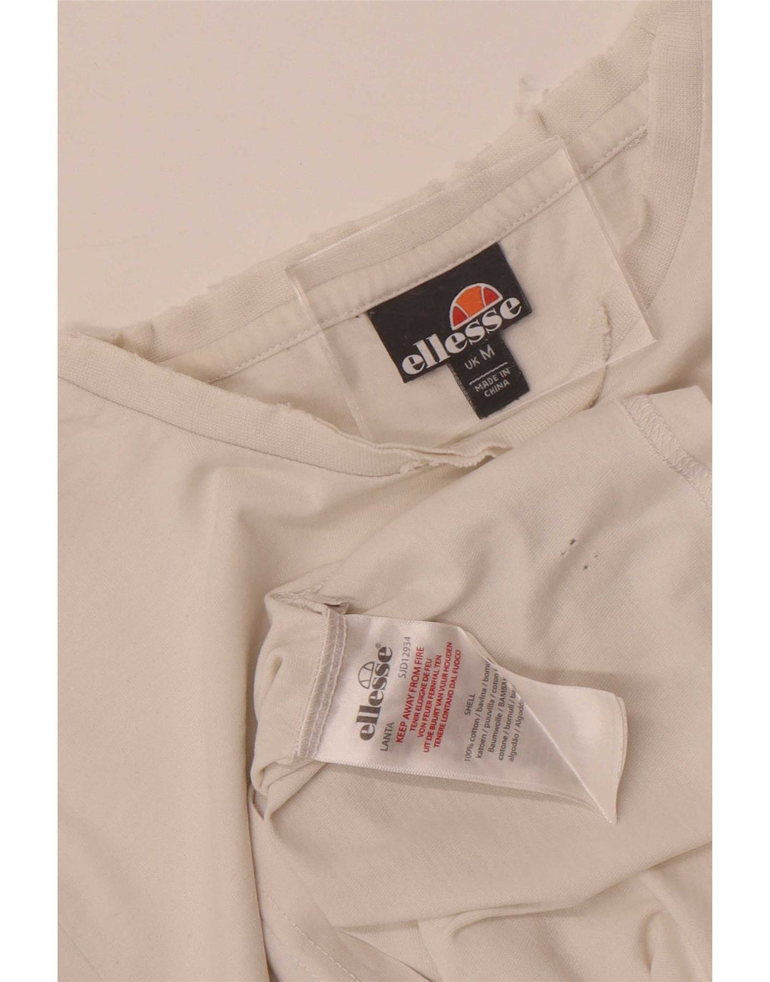 Ellesse Herre Grafisk T-Shirt Top Medium Hvid Colourblock Bomuld