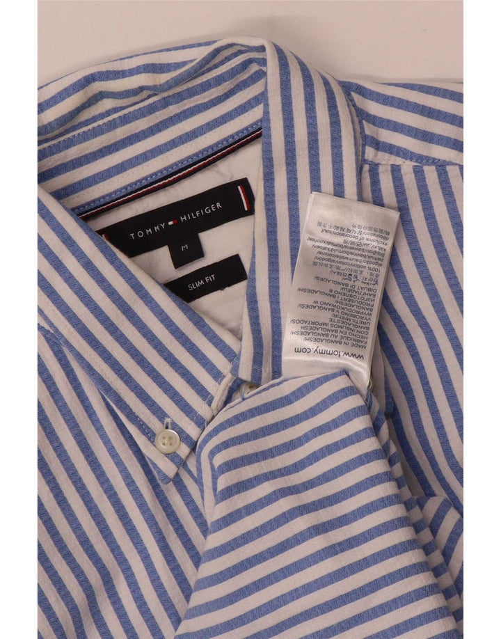 Tommy Hilfiger Herre Slim Fit skjorte Medium blå stribet bomuld