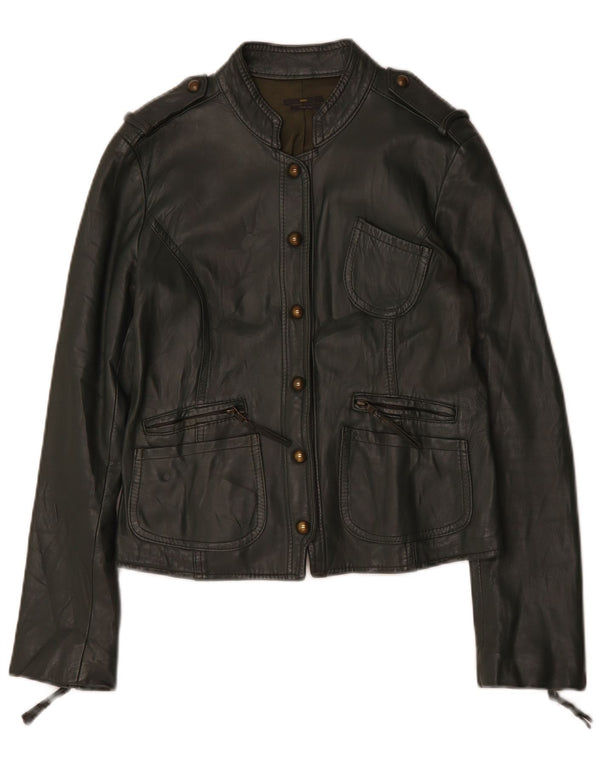 Sasch Womens Military Crop Læderjakke UK 14 Large Green