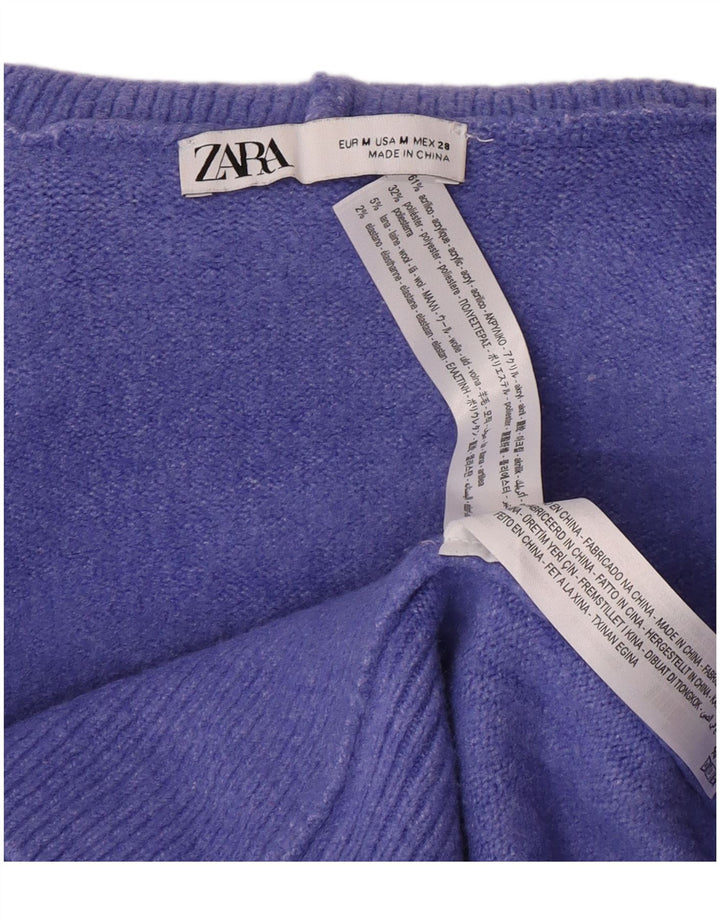 Zara Dame Oversized Roll Neck Jumper Sweater UK 14 Medium Lilla Akryl
