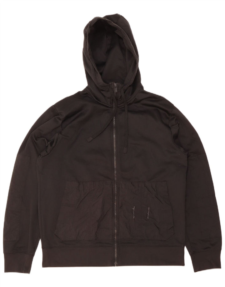 Nike Herre Dri Fit Hættetrøje med lynlås, medium sort polyester