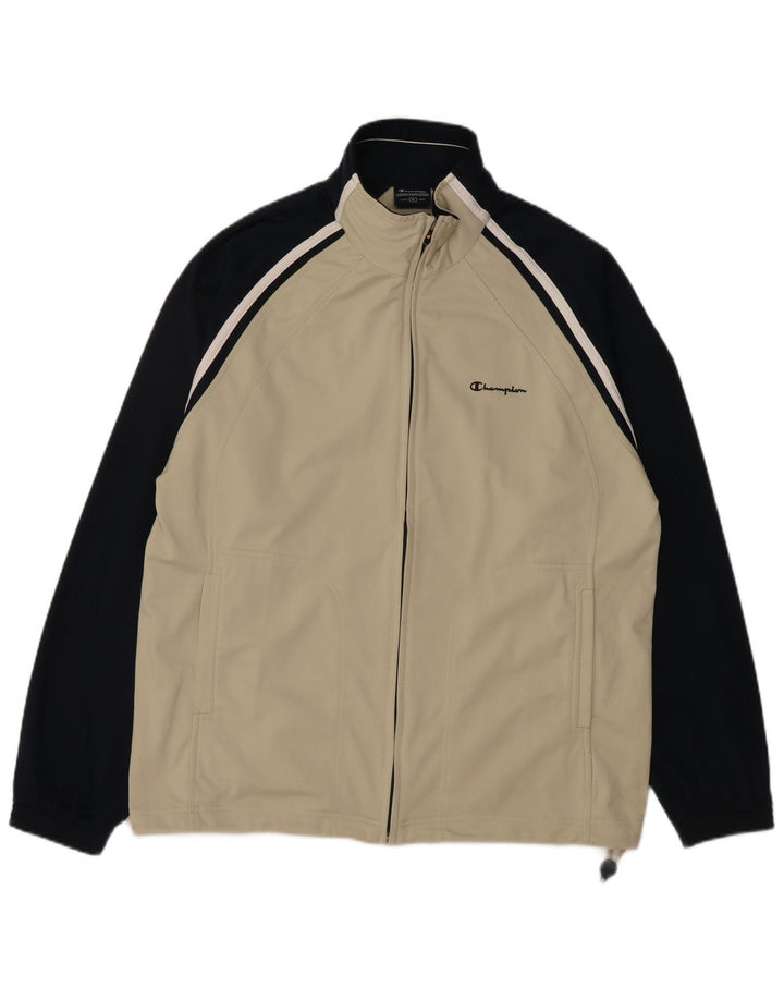 CHAMPION Mens Tracksuit Top Jacket Medium Navy Blue Colourblock Polyester
