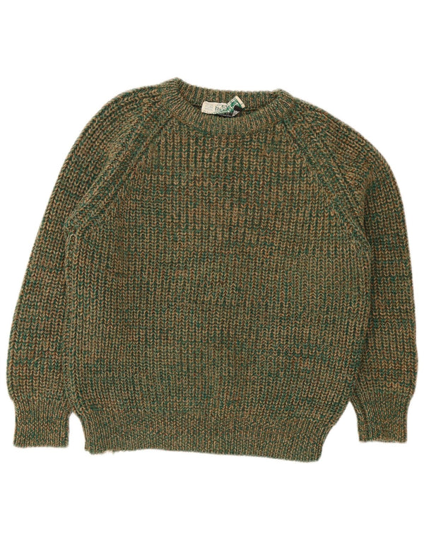 Vintage dame sweater med rund hals IT 42 Medium Green Flecked Wool