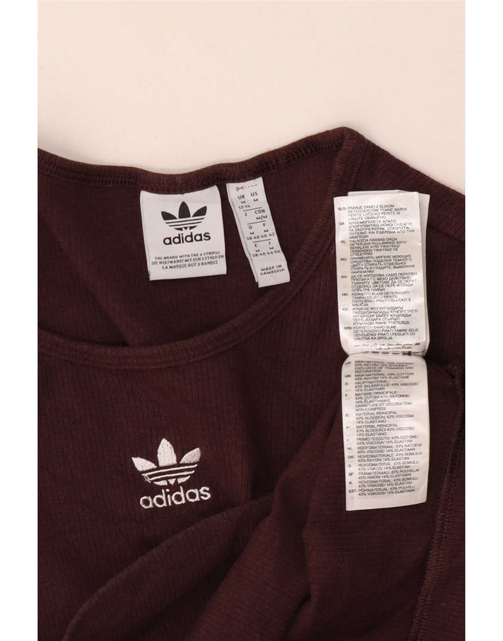 Adidas Womens Crop Sweatshirt Jumper UK 12/14 Medium Brun Bomuld