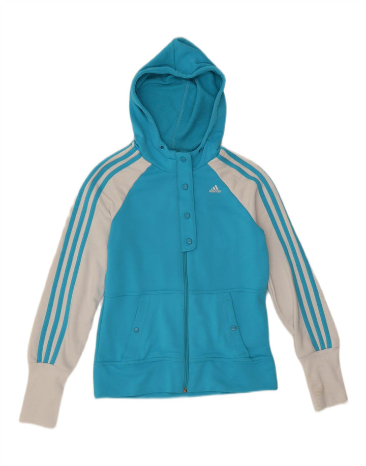 Adidas Dame Hættetrøje Sweater UK 12 Medium Blue Colourblock Polyester