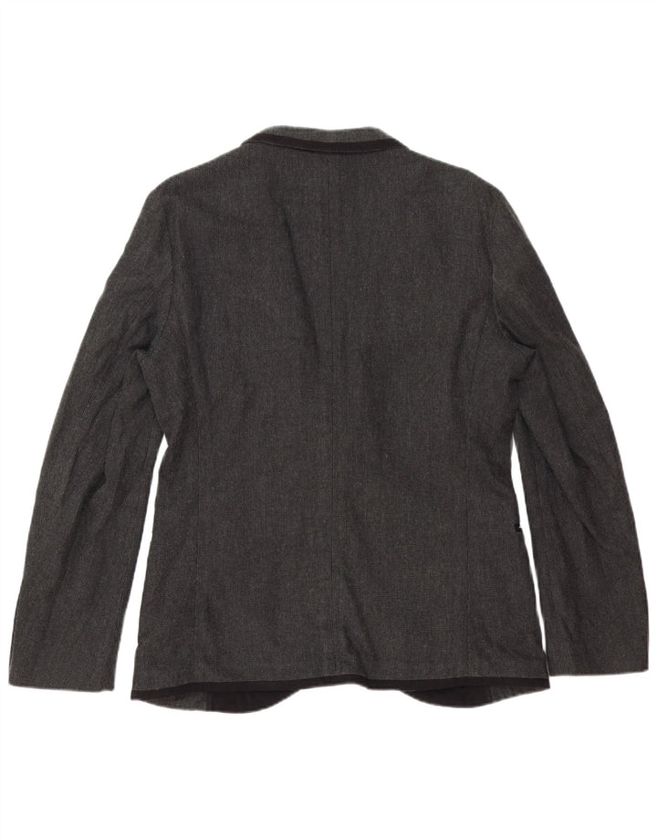 Zara Herre 1-knaps blazerjakke EU 50 Medium Grå Viscose