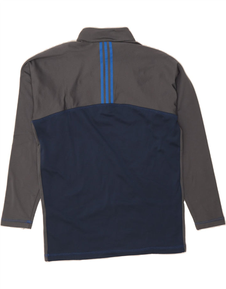 ADIDAS Mens Climawarm Pullover Tracksuit Top Large Navy Blue Colourblock Vintage Adidas and Second-Hand Adidas from Messina Hembry 