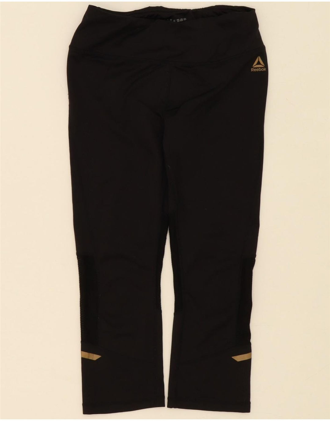 REEBOK Womens Capri Leggings UK 8 Small  Black Polyester Vintage Reebok and Second-Hand Reebok from Messina Hembry 