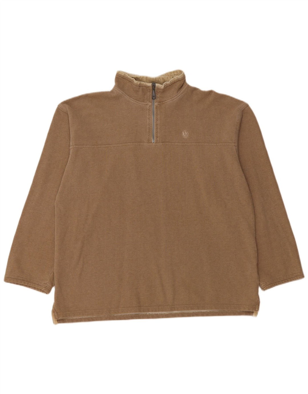 Fat Face Herre Zip Neck Sweatshirt Jumper Medium Beige Bomuld