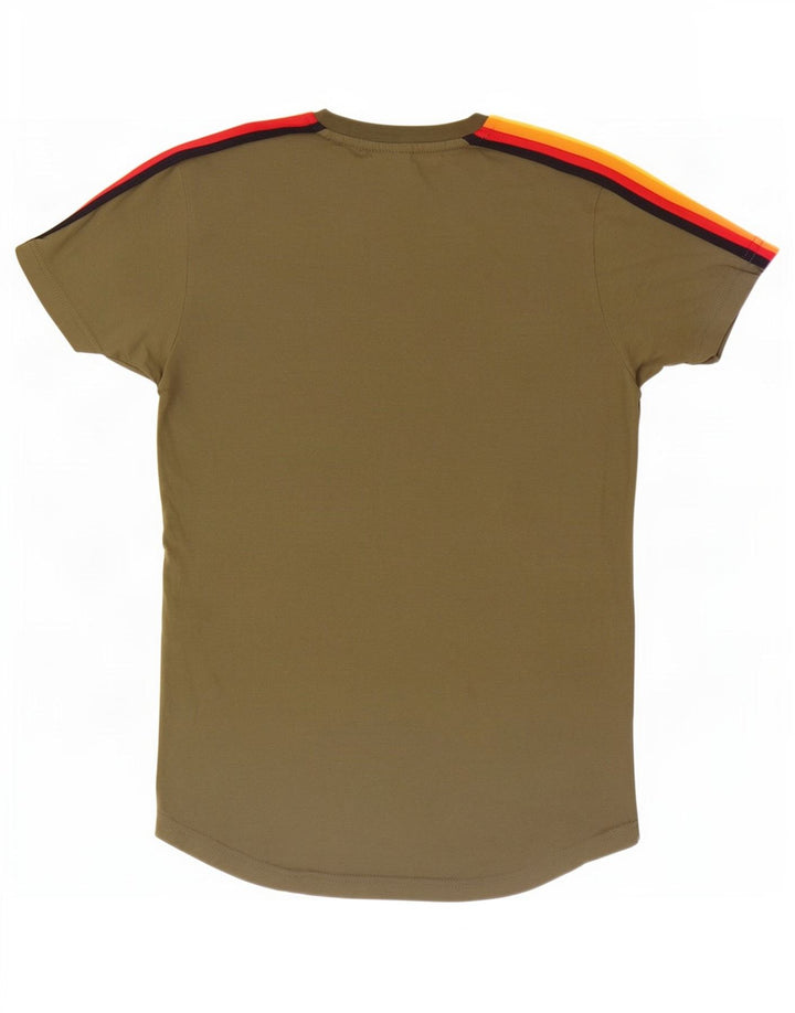 Ellesse Herre T-Shirt Top Small Khaki Colourblock Bomuld