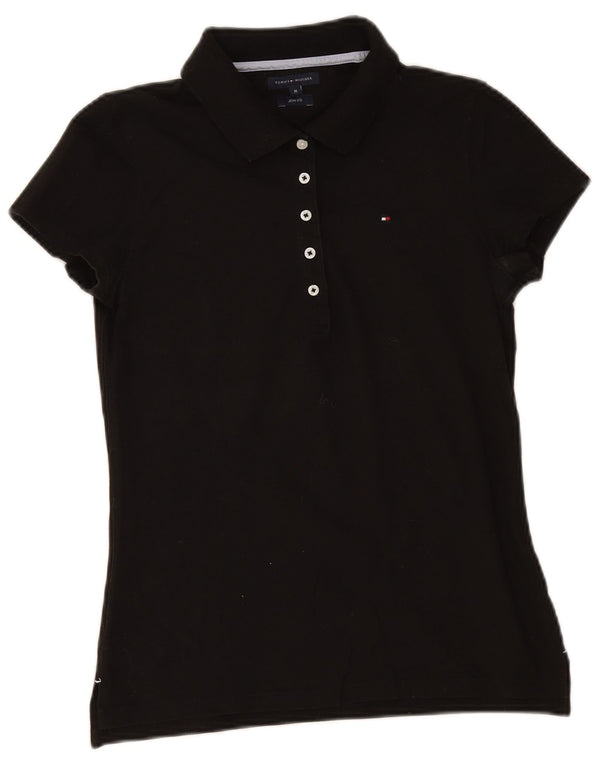 Tommy Hilfiger Dame Slim Fit Polo Shirt UK 12 Medium Black