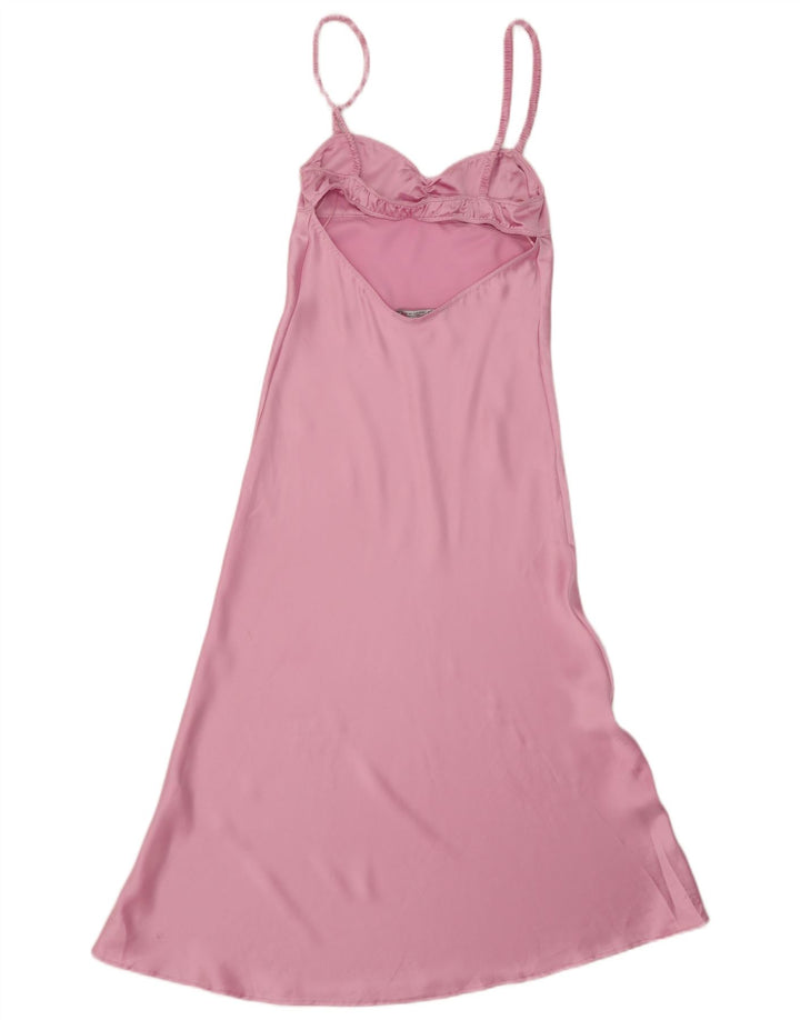 Zara Dame Maxi Slip Dress UK 6 XS Pink Polyester