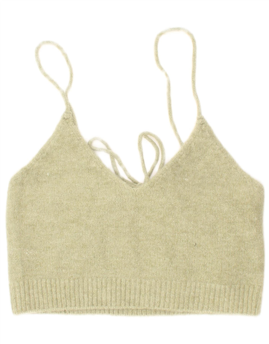Zara Womens Knit Crop Top Lille Grøn Akryl
