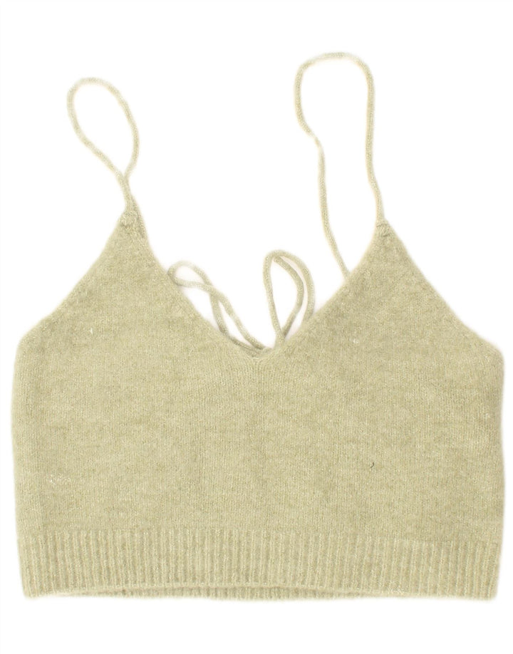 Zara Womens Knit Crop Top Lille Grøn Akryl