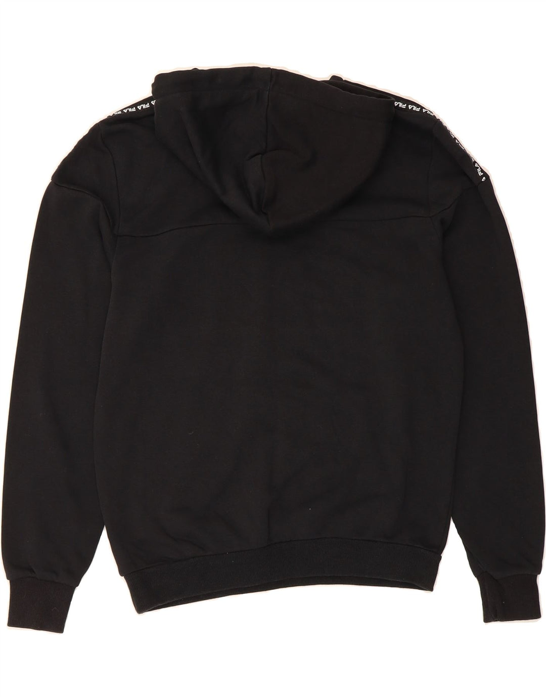 FILA Mens Graphic Hoodie Jumper Small Black Cotton Vintage Fila and Second-Hand Fila from Messina Hembry 
