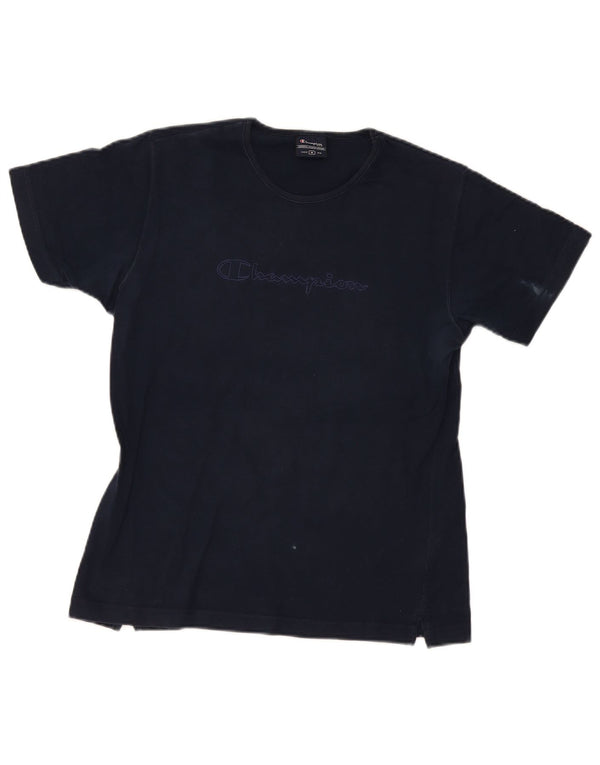 Champion Dame Grafisk T-Shirt Top UK 14 Medium Navy Blue Bomuld