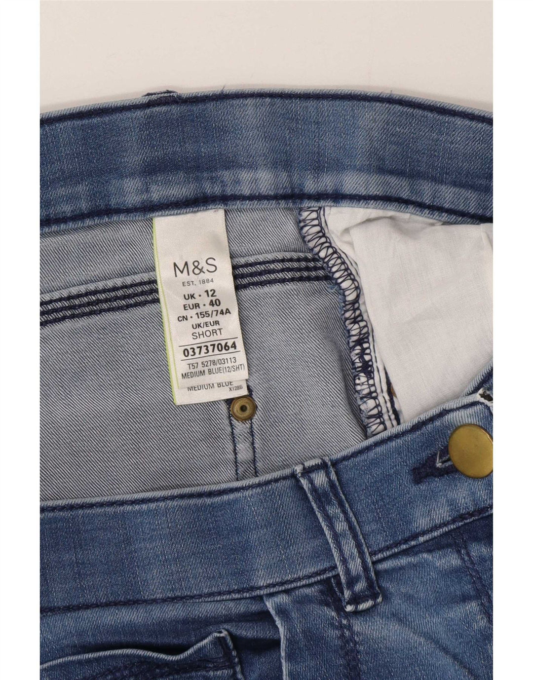Marks & Spencer Dame Distressed Straight Jeans UK 12 Medium W28 L27 Blue