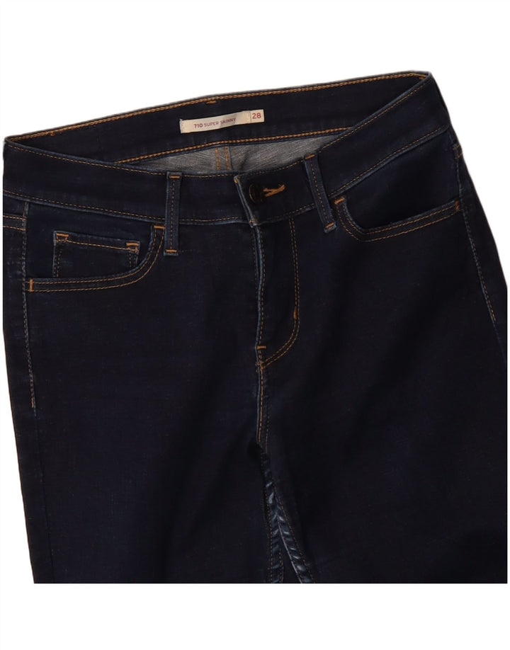 LEVI'S Dame 710 Super Skinny Jeans W28 L30 Marineblå Bomuld