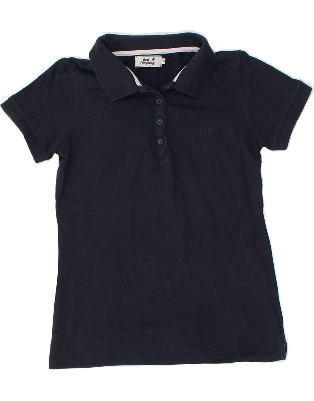 BEST COMPANY Womens Polo Shirt UK 8 Small Navy Blue Cotton | Vintage Best Company | Thrift | Second-Hand Best Company | Used Clothing | Messina Hembry 