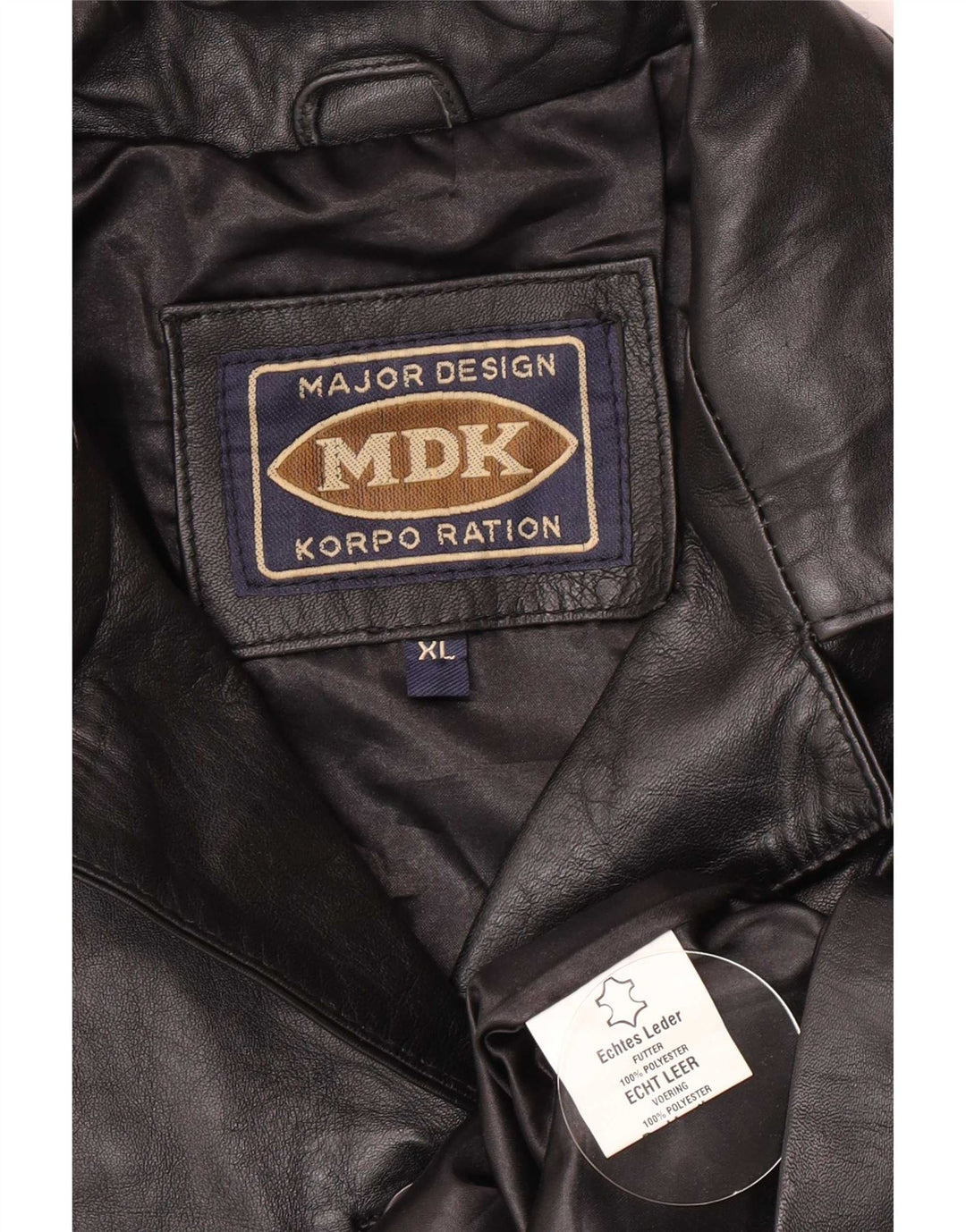 MDK Dame 6 Button Læder Blazer Jacket UK 18 XL Sort
