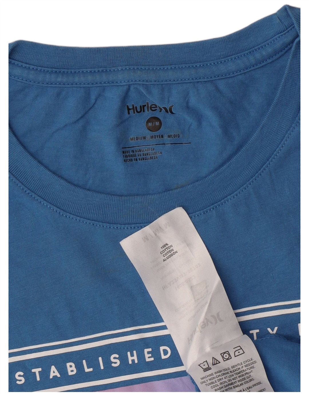 Hurley Herre grafisk T-shirt Top Medium Blue Bomuld