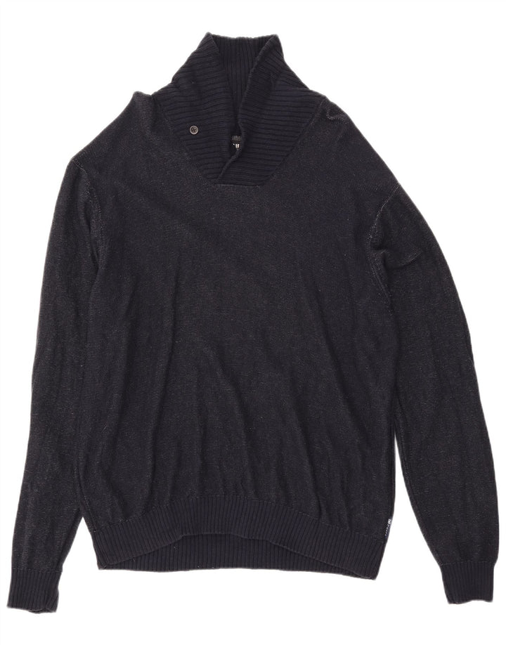 CHAPS Herre Shawl Neck Sweater XL Navy Blue Flecked