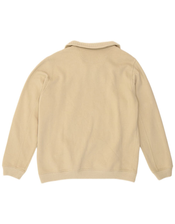 Champion Herre Zip Neck Sweatshirt Jumper Stor Beige Bomuld