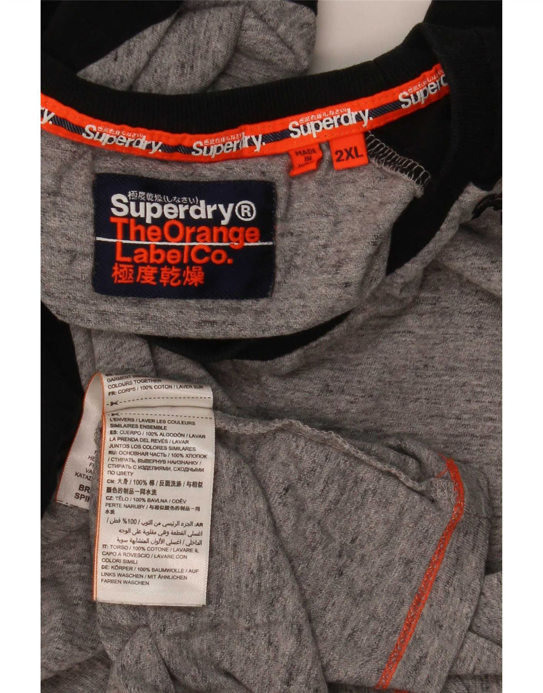 Superdry Herre Top Langærmet 2XL Grå Colourblock Bomuld