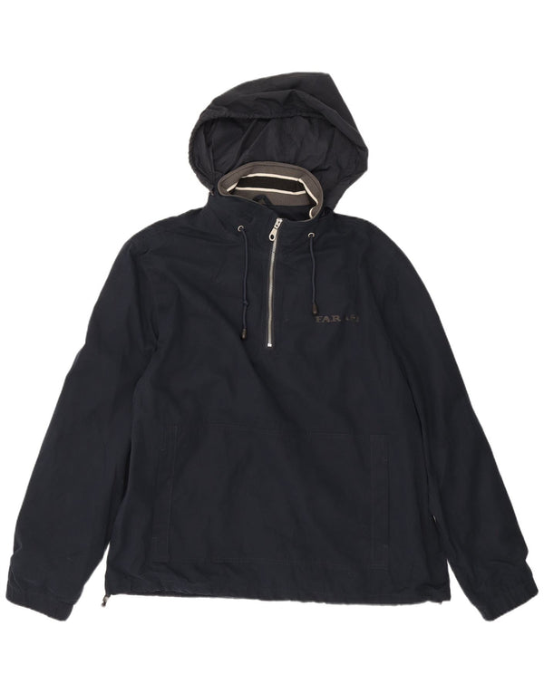 Farah Mens Hooded Anorak Jacket UK 40 Large Navy Blue Polyester