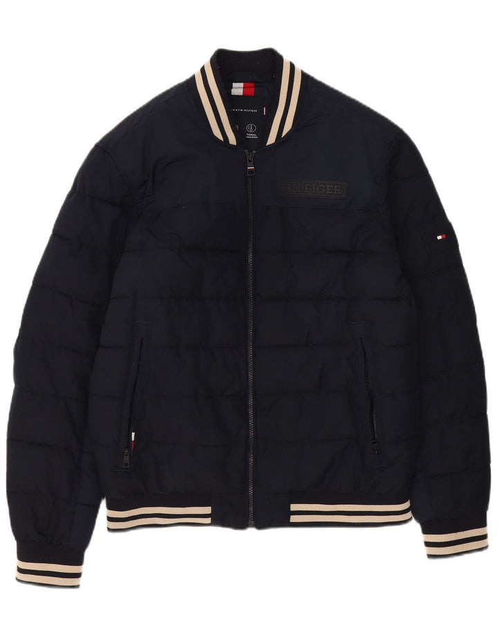 Tommy Hilfiger Herre polstret jakke UK 38 Medium Navy Blue Polyester