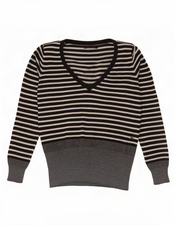 Levi's Dame V-hals sweater UK 16 Stor sort stribet