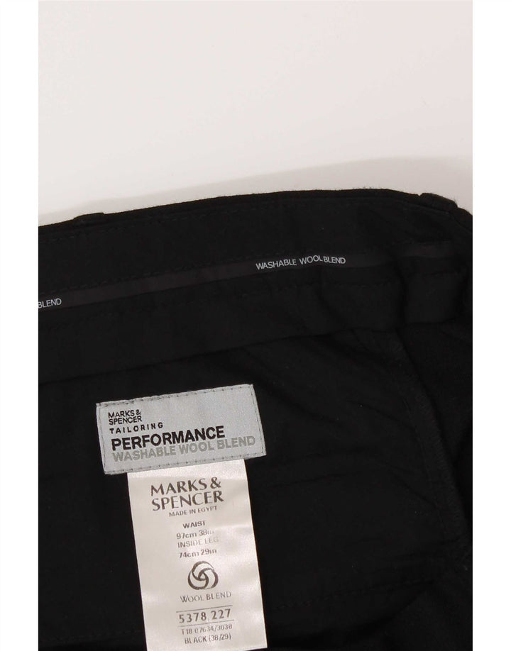 Marks & Spencer Herre Pegged Suit Bukser W38 L29 Sort Polyester