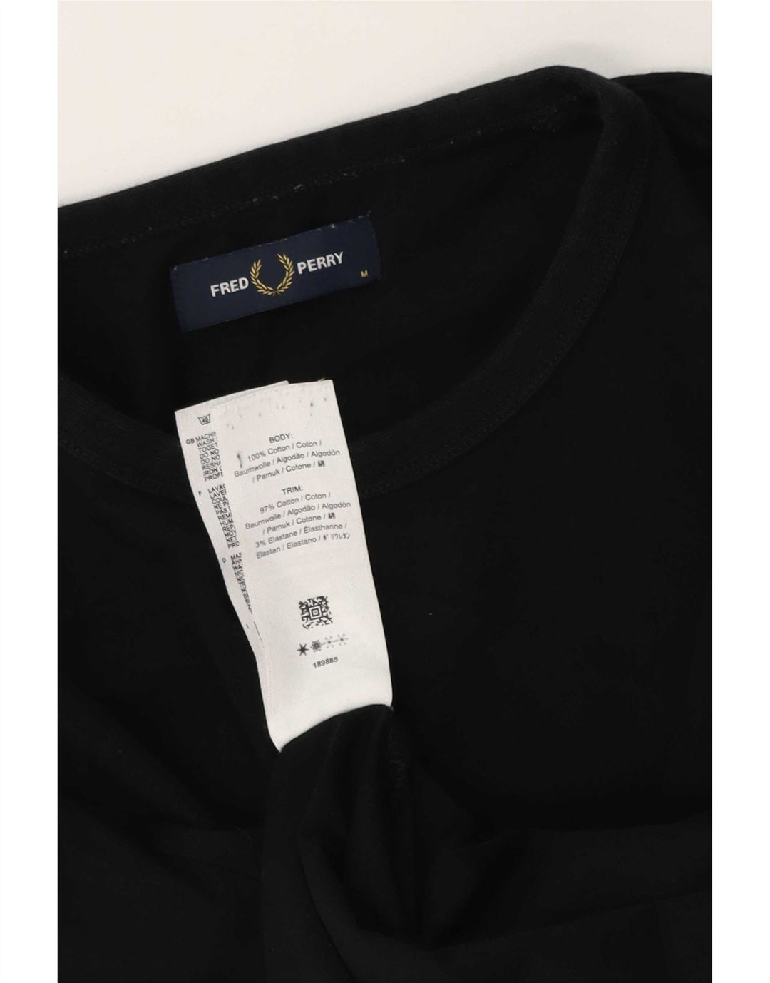 Fred Perry Herre T-shirt Top Medium Sort Bomuld