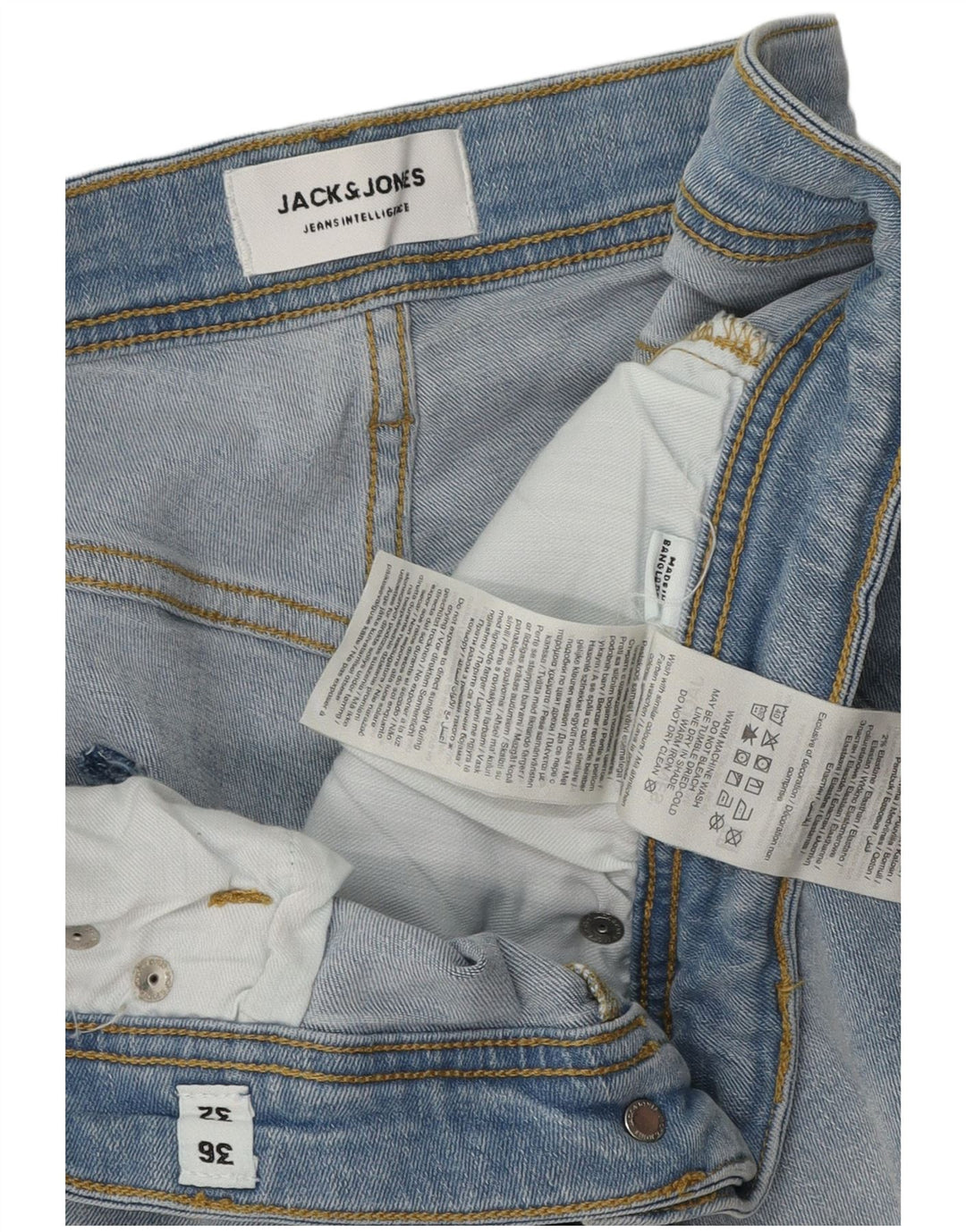 Jack & Jones Herre GLENN Slim Jeans W36 L32 Blå Bomuld